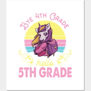 Unicorn Teacher Senior Student Bye 4th Grade Hello 5th Grade First Day Of School Posters and Art
